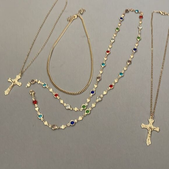 Multi-Layer Necklace with Cross Pendants A1223 - Picture 3 of 3